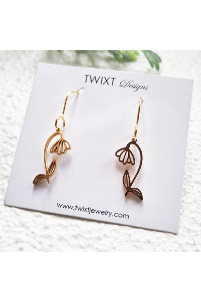  January Birth flower - Snowdrop - Earrings Gold - PD435